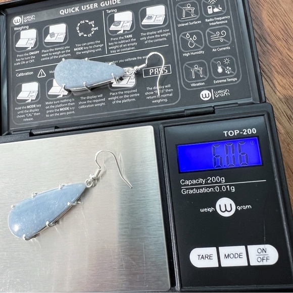 Angelite Pendant and Earrings Set Solid Sterling Silver 925 Handmade New - Picture 9 of 11